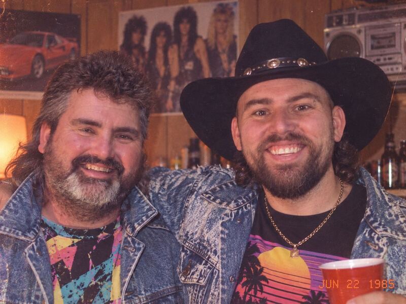 The brothers dressed up in 80s gear